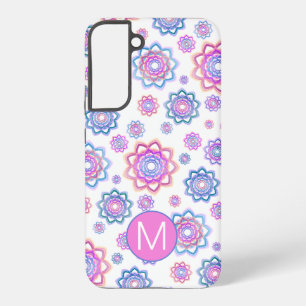 Einfaches Lotusblumen-Monogramm Rosa Pastellgrün Samsung Galaxy Hülle