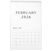 Einfaches Luxus-Design-Kalender Kalender (Feb 2027)