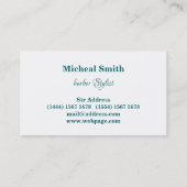 Einfaches Luxus schwarz-weiß barber Typografie bus Visitenkarte (Rückseite)