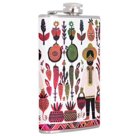 einfaches madhubanisches Gemälde Flachmann (Rechts)