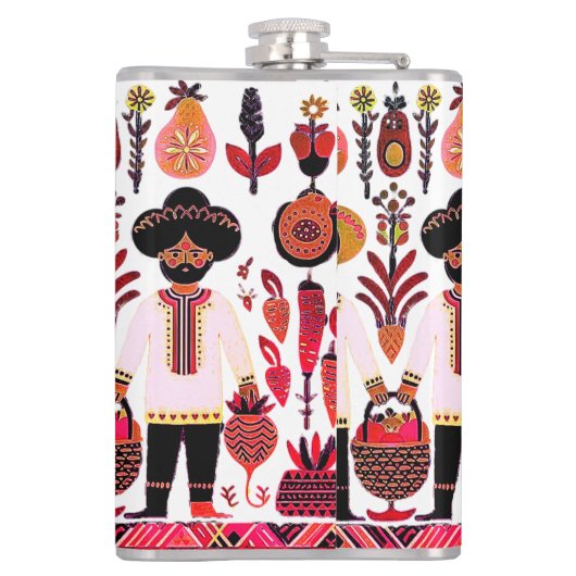 einfaches madhubanisches Gemälde Flachmann (Rückseite)