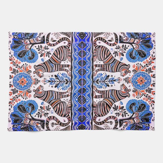 einfaches madhubanisches Gemälde Geschirrtuch (Horizontal)