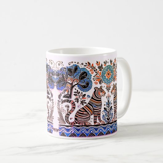 einfaches madhubanisches Gemälde Kaffeetasse (VorderseiteRechts)