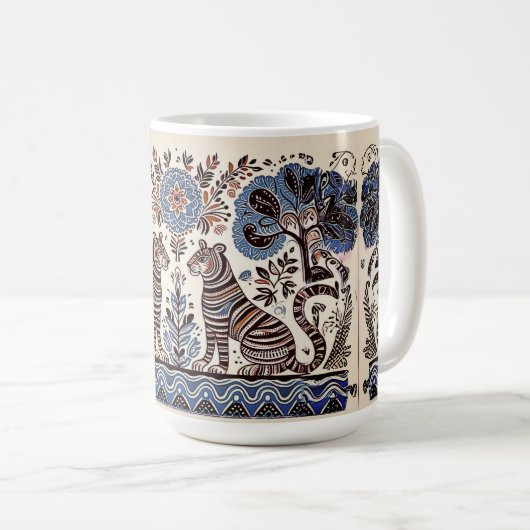 einfaches madhubanisches Gemälde Kaffeetasse (VorderseiteRechts)