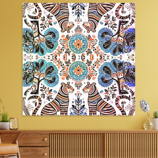 einfaches madhubanisches Gemälde Leinwanddruck (Insitu (Wohnzimmer))