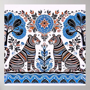 einfaches madhubanisches Gemälde Poster