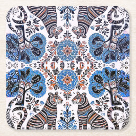 einfaches madhubanisches Gemälde Rechteckiger Pappuntersetzer