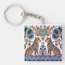 einfaches madhubanisches Gemälde Schlüsselanhänger