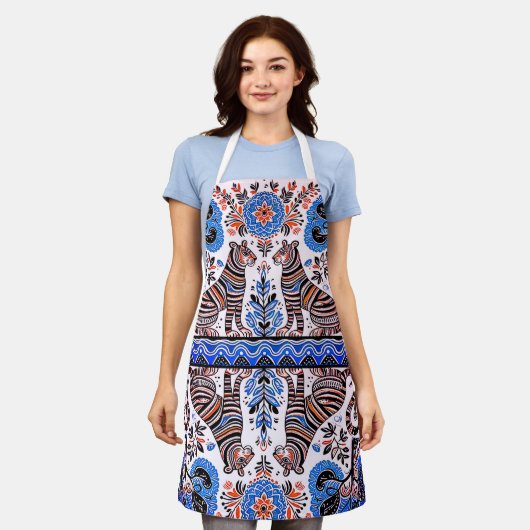 einfaches madhubanisches Gemälde Schürze (Getragen)