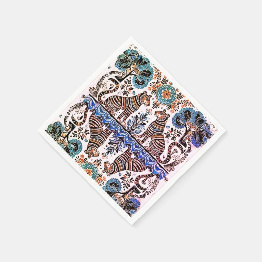 einfaches madhubanisches Gemälde Serviette (Ecke)