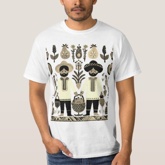 einfaches madhubanisches Gemälde T-Shirt (Vorderseite)