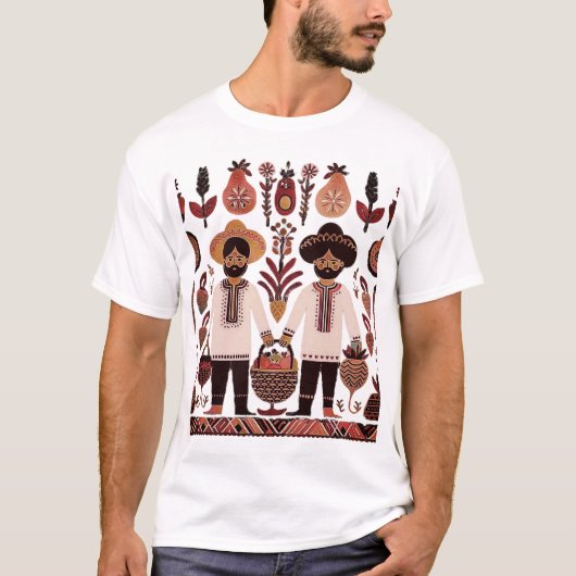 einfaches madhubanisches Gemälde T-Shirt (Vorderseite)