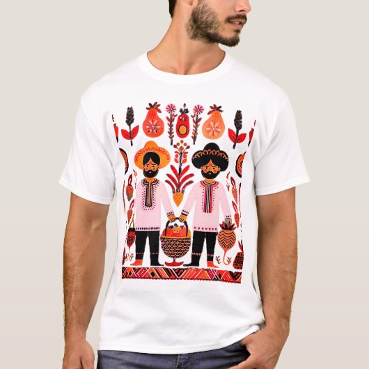 einfaches madhubanisches Gemälde T-Shirt (Vorderseite)