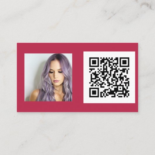 Einfaches magenta haarmakeup Foto Logo qr Visitenkarte (Rückseite)