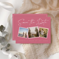 Einfaches Magenta-rosa Foto Hochzeit Sichern Sie d