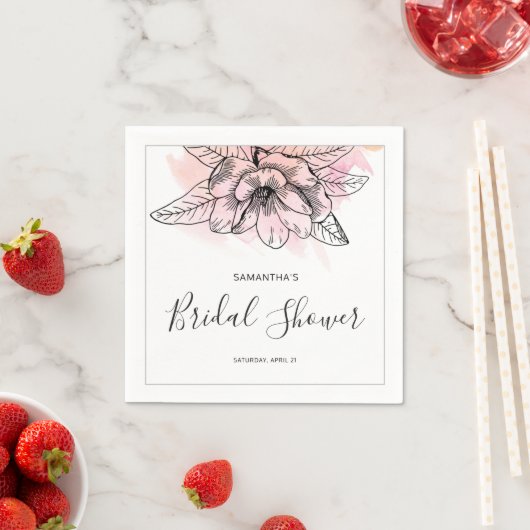 Einfaches Magnolienrosa Brautparty Serviette (Beispiel)