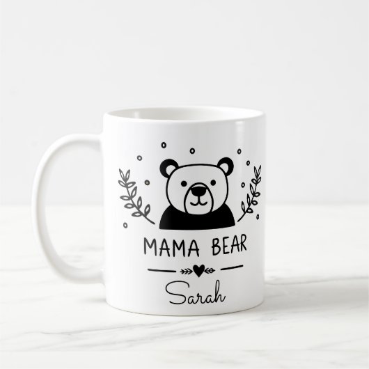 Einfaches Mama Bär Elegante Mama Personalisiert Kaffeetasse (Links)