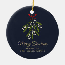 Einfaches Marineschmistel Weihnachts-Foto Keramik Ornament