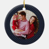 Einfaches Marineschmistel Weihnachts-Foto Keramik Ornament (Hinten)