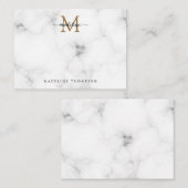 Einfaches Marmor-Gold-Girly-Script-Monogramm Mitteilungskarte (Vorne/Hinten)