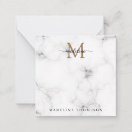 Einfaches Marmor-Gold Mädchen-Script Monogramm Qua Mitteilungskarte