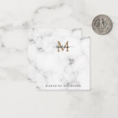 Einfaches Marmor-Gold Mädchen-Script Monogramm Qua Mitteilungskarte (Vorderseite/Rückseite Beispiel)