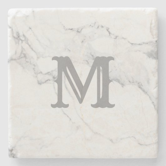 Einfaches Marmordesign mit Anfangsbuchstaben Steinuntersetzer (Vorderseite)