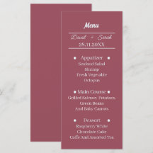 Einfaches Maroon Custom Wedding Dinner