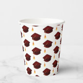 Einfaches Maroon Gold Graduation Cap Muster Pappbecher (Rückseite)