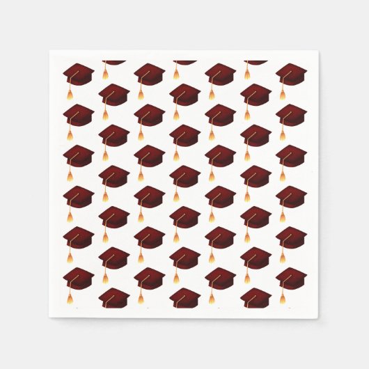 Einfaches Maroon Graduation Cap Pattern Serviette (Vorderseite)