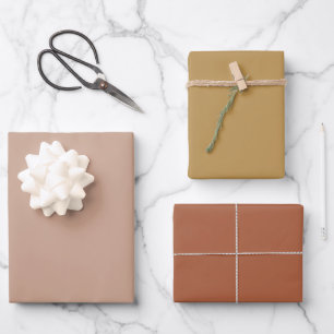 Einfaches Mars-Ahornzucker-Braun-Töne 3 Farben Geschenkpapier Set