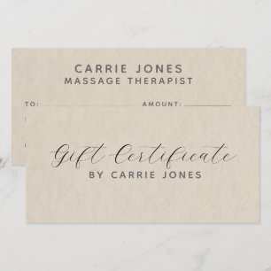 Einfaches Massage-Therapeut-Geschenkgutschein