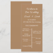 Einfaches maßgeschneidertes Braun-Hochzeitsprogram (Vorne/Hinten)