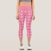 einfaches, massives rosa Muster, kleiner Fluss Capri Leggings (Vorderseite)