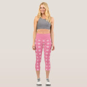 einfaches, massives rosa Muster, kleiner Fluss Capri Leggings (Vorderseite)