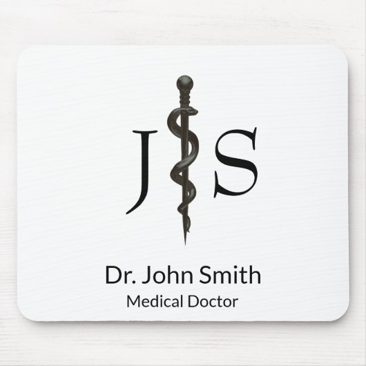 Einfaches medizinisches Asclepius Beruflich Schwar Mousepad (Vorne)