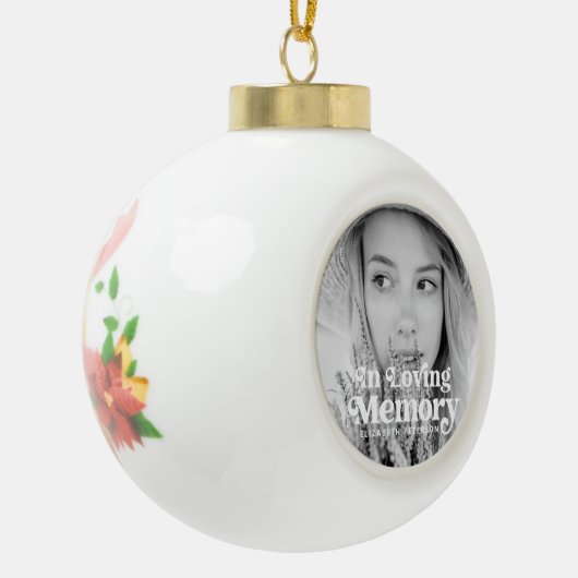Einfaches Memorial für benutzerdefiniertes Foto in Keramik Kugel-Ornament (Links)