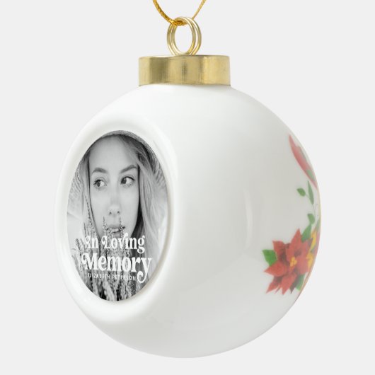 Einfaches Memorial für benutzerdefiniertes Foto in Keramik Kugel-Ornament (Rechts)