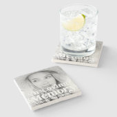 Einfaches Memorial für benutzerdefiniertes Foto in Steinuntersetzer (Seitenansicht)