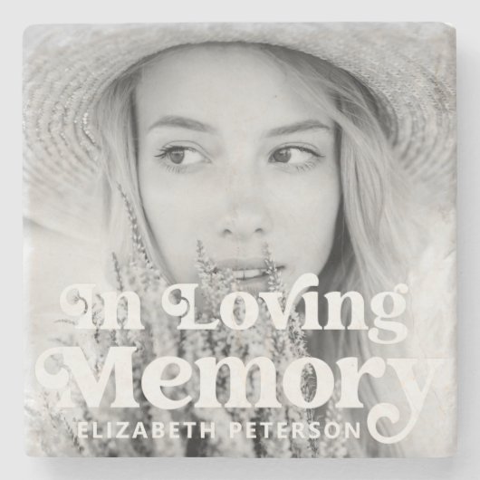 Einfaches Memorial für benutzerdefiniertes Foto in Steinuntersetzer (Vorderseite)