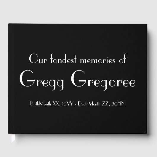 Einfaches Memorial Gästebuch (Vorderseite)