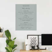 Einfaches Menü auf Silvery Sage Green Wedding Poster (Heimbüro)