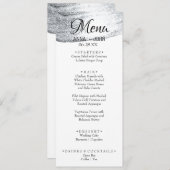 Einfaches Menü für Hochzeiten von Silver Glitzer A Menükarte (Vorne/Hinten)