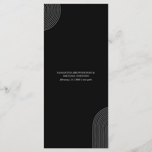 Einfaches Menü für Schwarz und Weiße geometrische Menükarte (Rückseite)