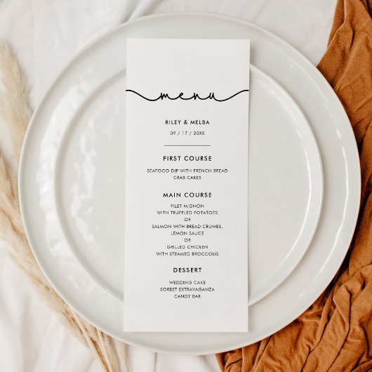 Einfaches Menü mit niedlichem Schriftart Menükarte