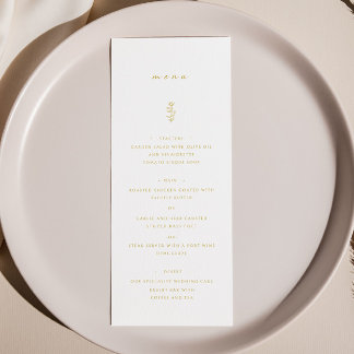 Einfaches Menü zum Abendessen mit Leaf Gold & Whit Menükarte