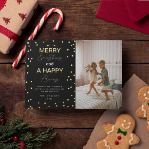 Einfaches "Merry Everything" Foto Weihnachtsgold Folien Feiertagskarte