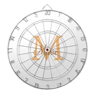 einfaches minimal add name monogramm orange braun dartscheibe