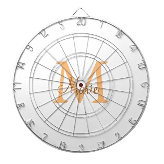 einfaches minimal add name monogramm orange braun  dartscheibe (vorne)