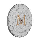 einfaches minimal add name monogramm orange braun  dartscheibe (Vorderseite Links)